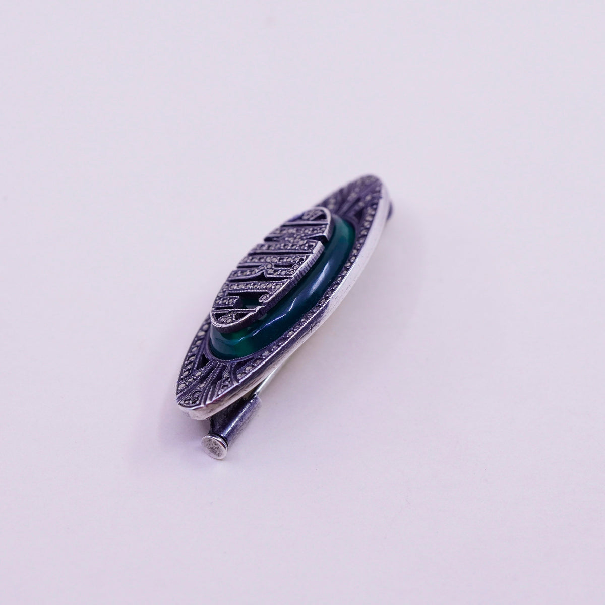 Vintage sterling silver handmade brooch pin with monogram “MRC”