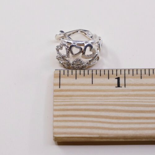 0.5”, Vtg Italy Sterling Silver Filigree Heart Studs Earrings, Stamped 925