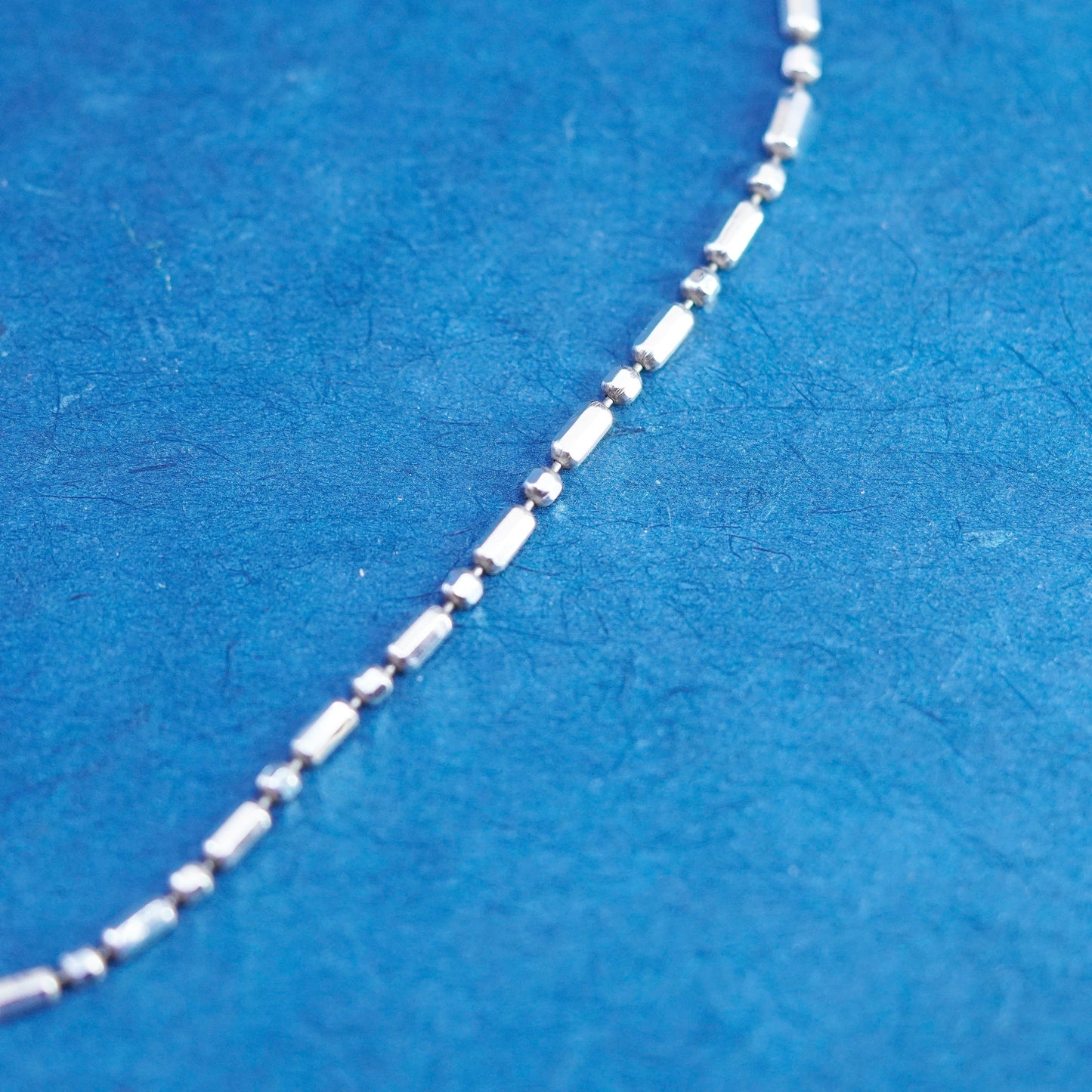 22”, 2mm, vintage Sterling silver handmade necklace, 925 bar beads chain