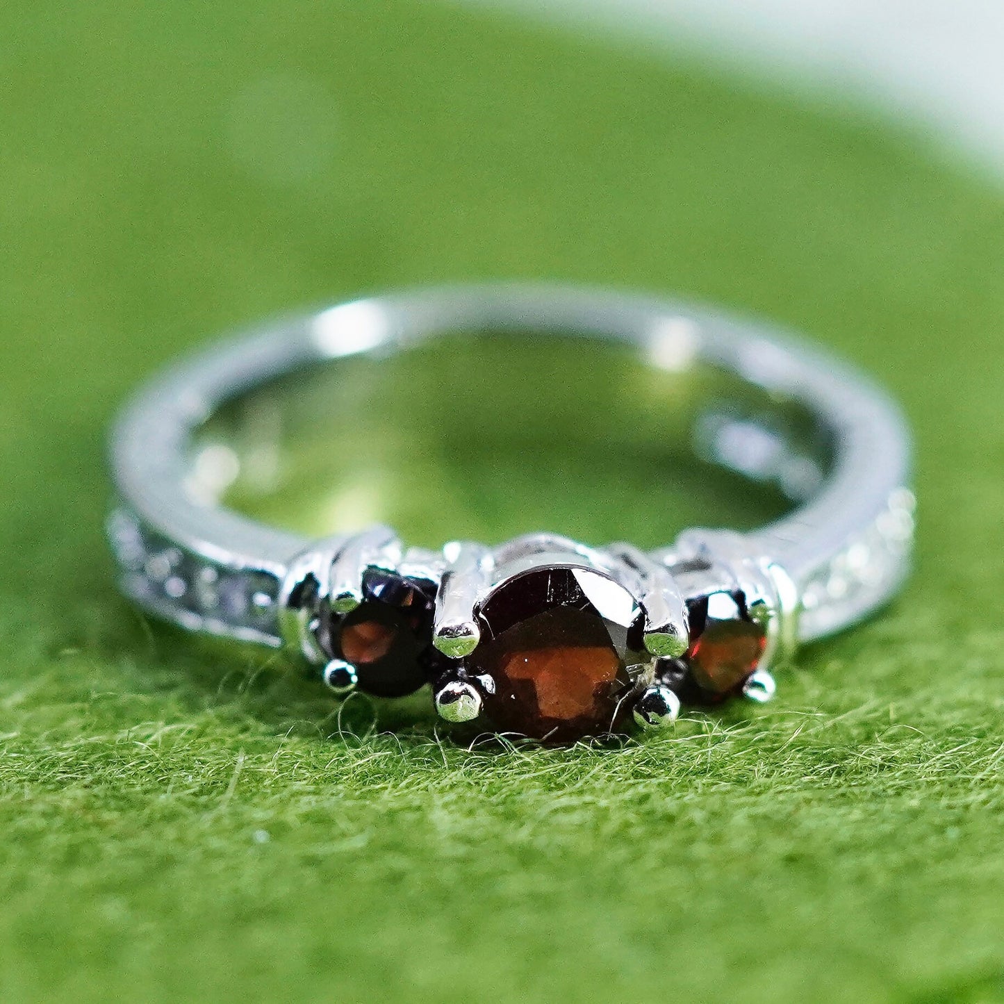 Size 7, Vintage sterling 925 silver handmade engagement ruby and cz ring