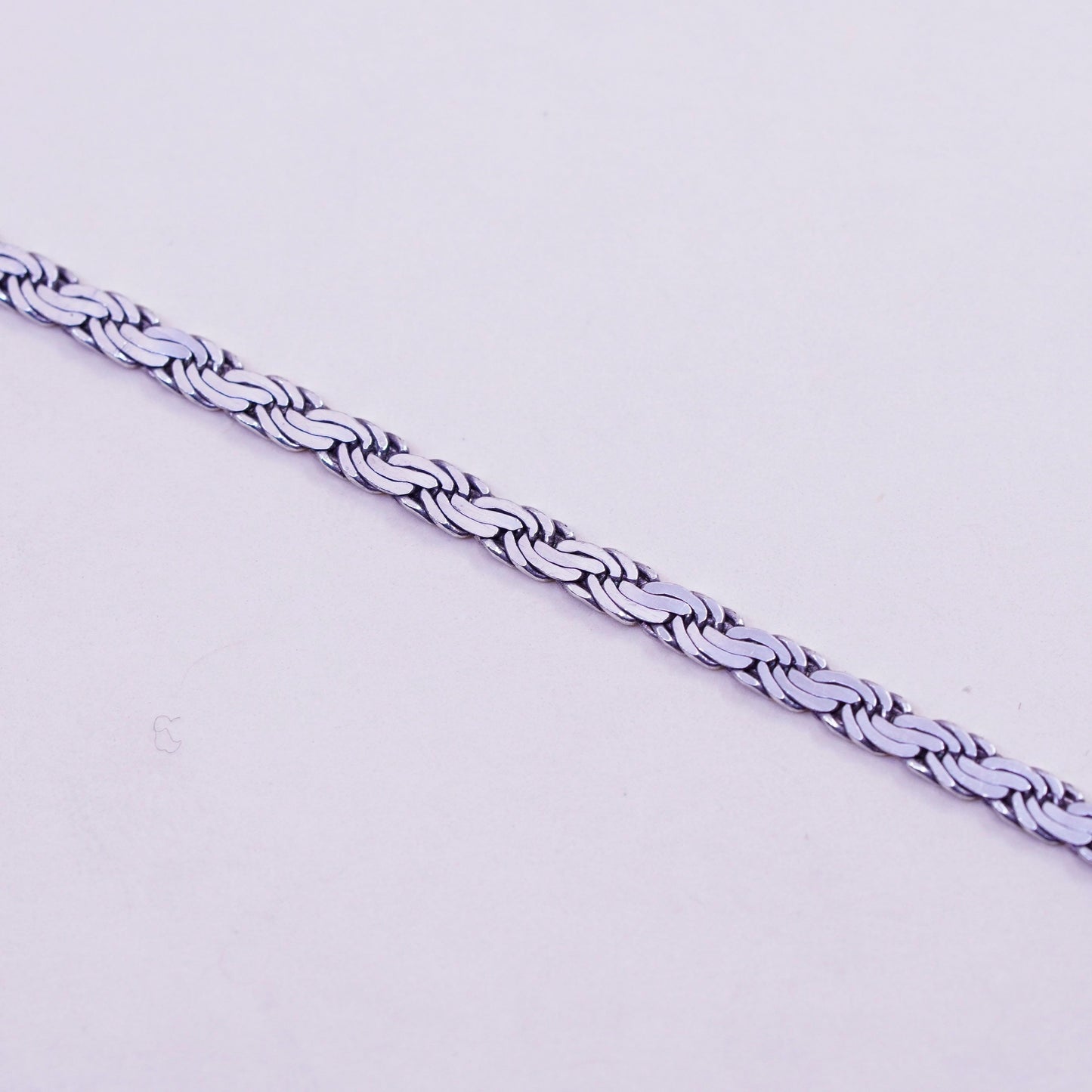 7.75”, Vintage sterling 925 silver flatten curb bracelet