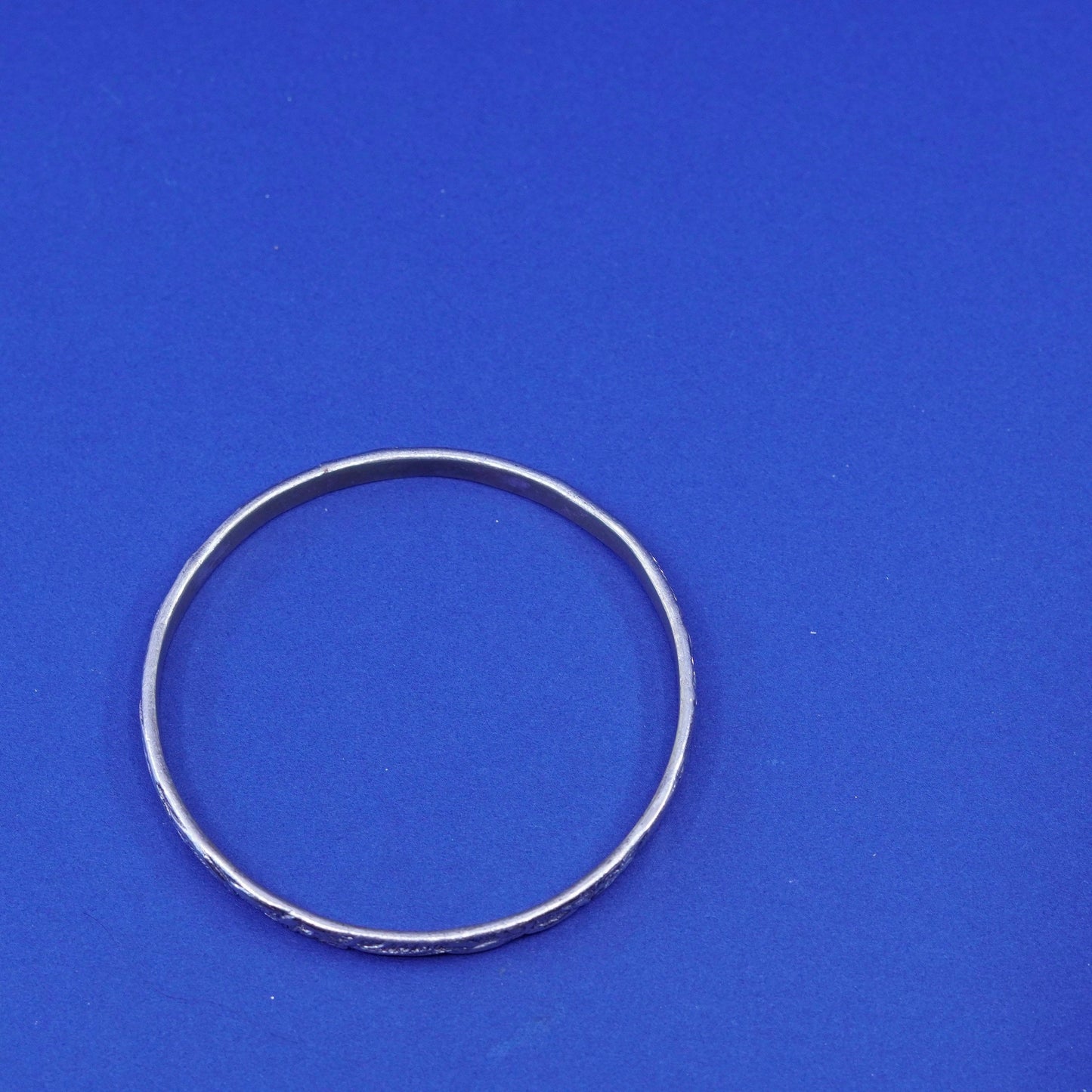 8“, vintage sterling silver handmade bracelet, 925 flower textured bangle