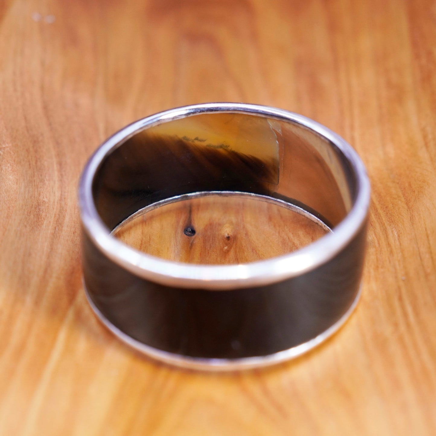 7”, Native American Sterling silver handmade bracelet, 925 bull horn bangle