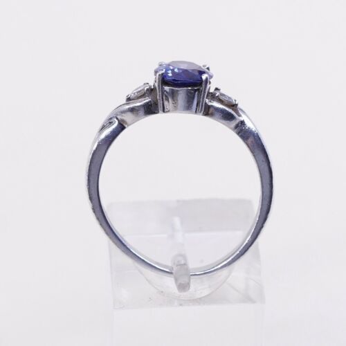 Sz 9, Sterling Silver handmade Ring, Silver Ring W/ amethyst N Cz stamped 925