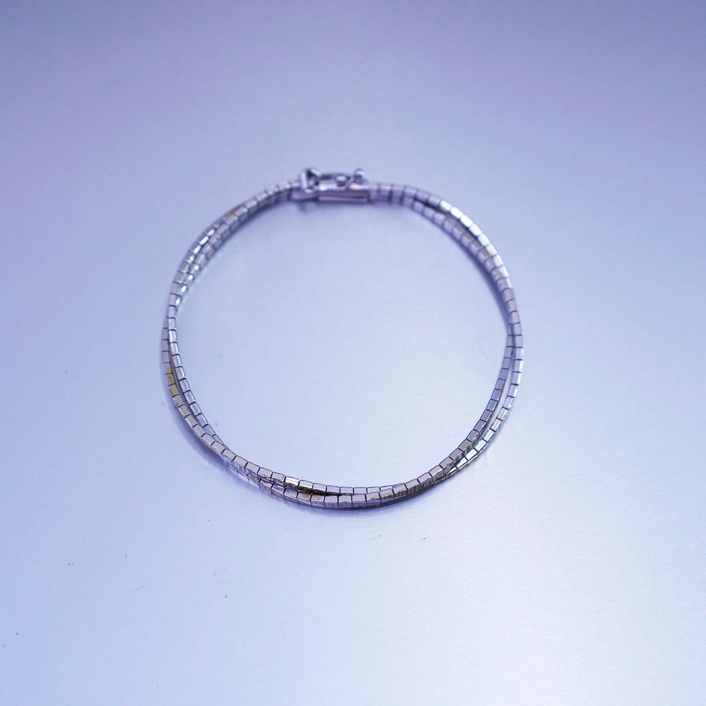 6.75”, Italy triple Sterling 925 silver bracelet, twisted entwined omega chain