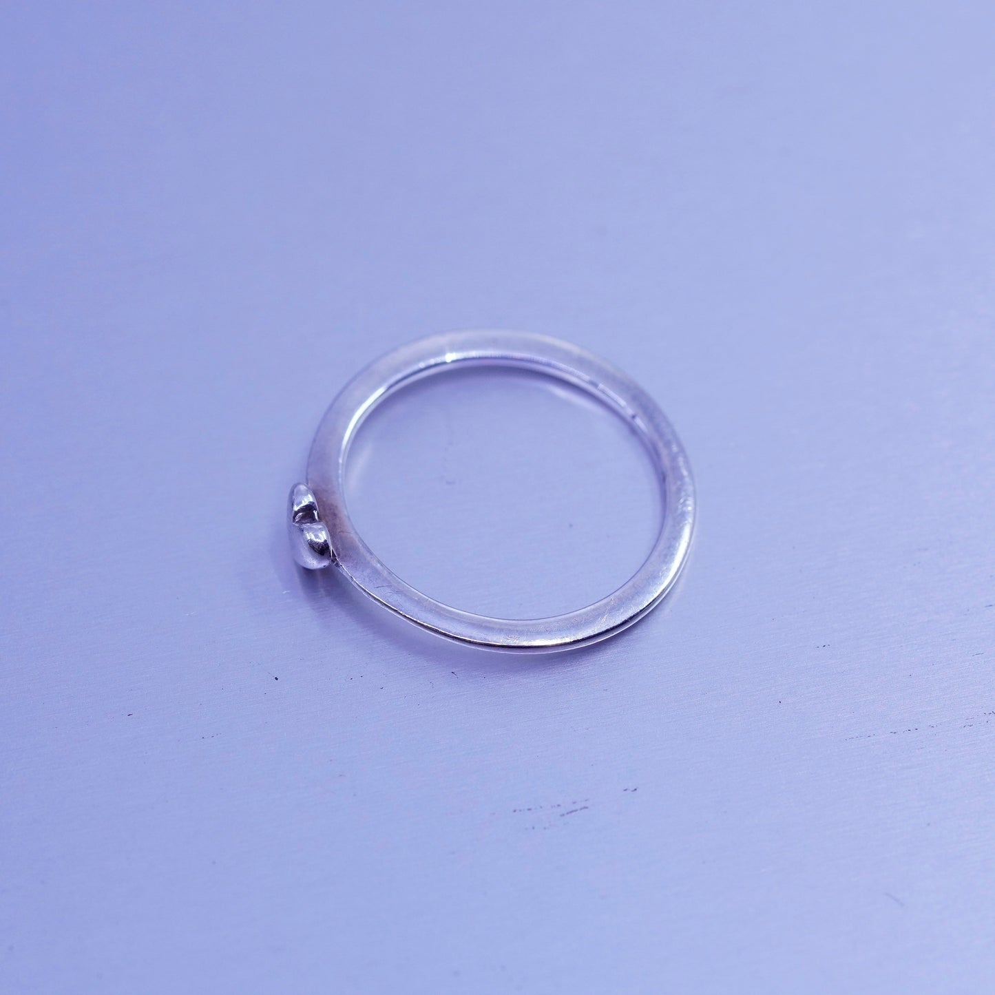 Size 6, southwestern Sterling 925 silver wedding ring, heart stackable band