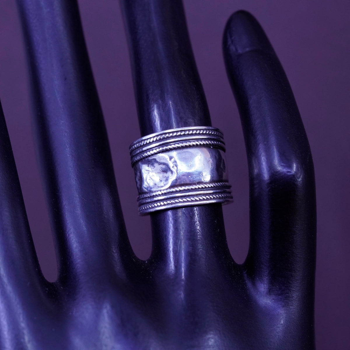 Size 4.5, vintage Sterling silver handmade ring, 925 cable wide band