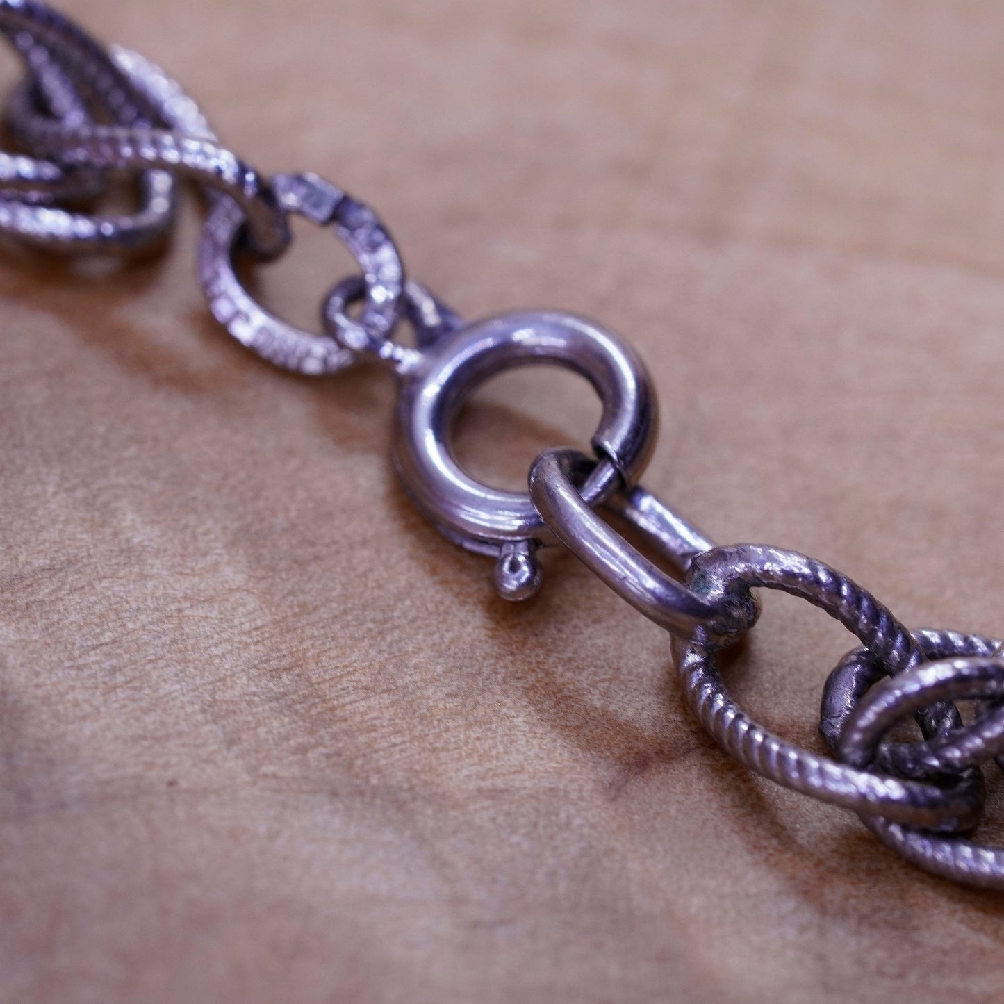 6.5”, vintage Sterling silver handmade double curb bracelet, 925 charm chain