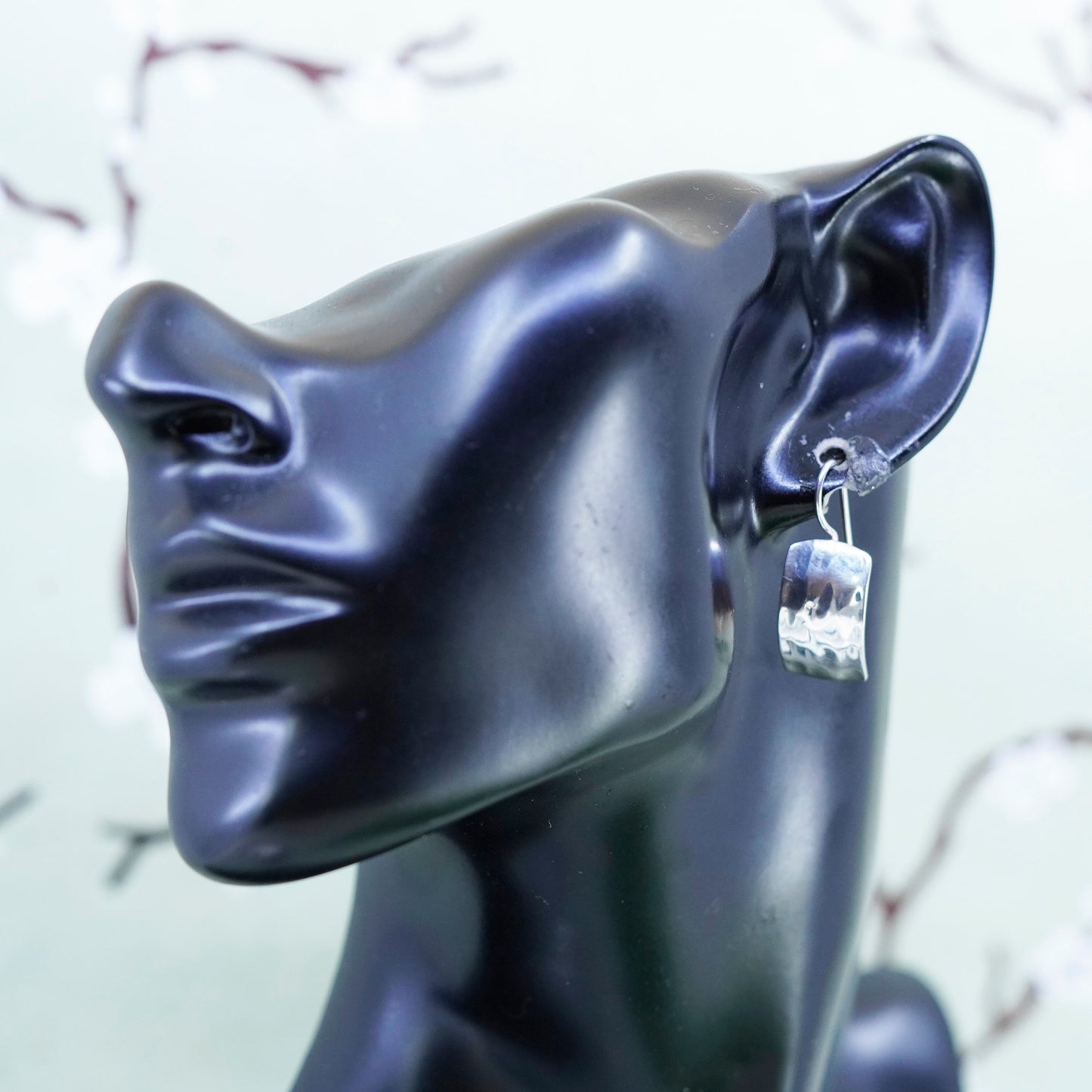 Vintage W0991 Retired Silpada Sterling 925 Silver Hammered rectangular Earrings