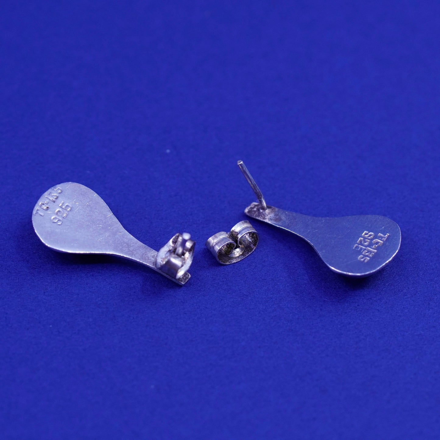 Vintage Mexico sterling silver handmade earrings, 925 teardrop drops