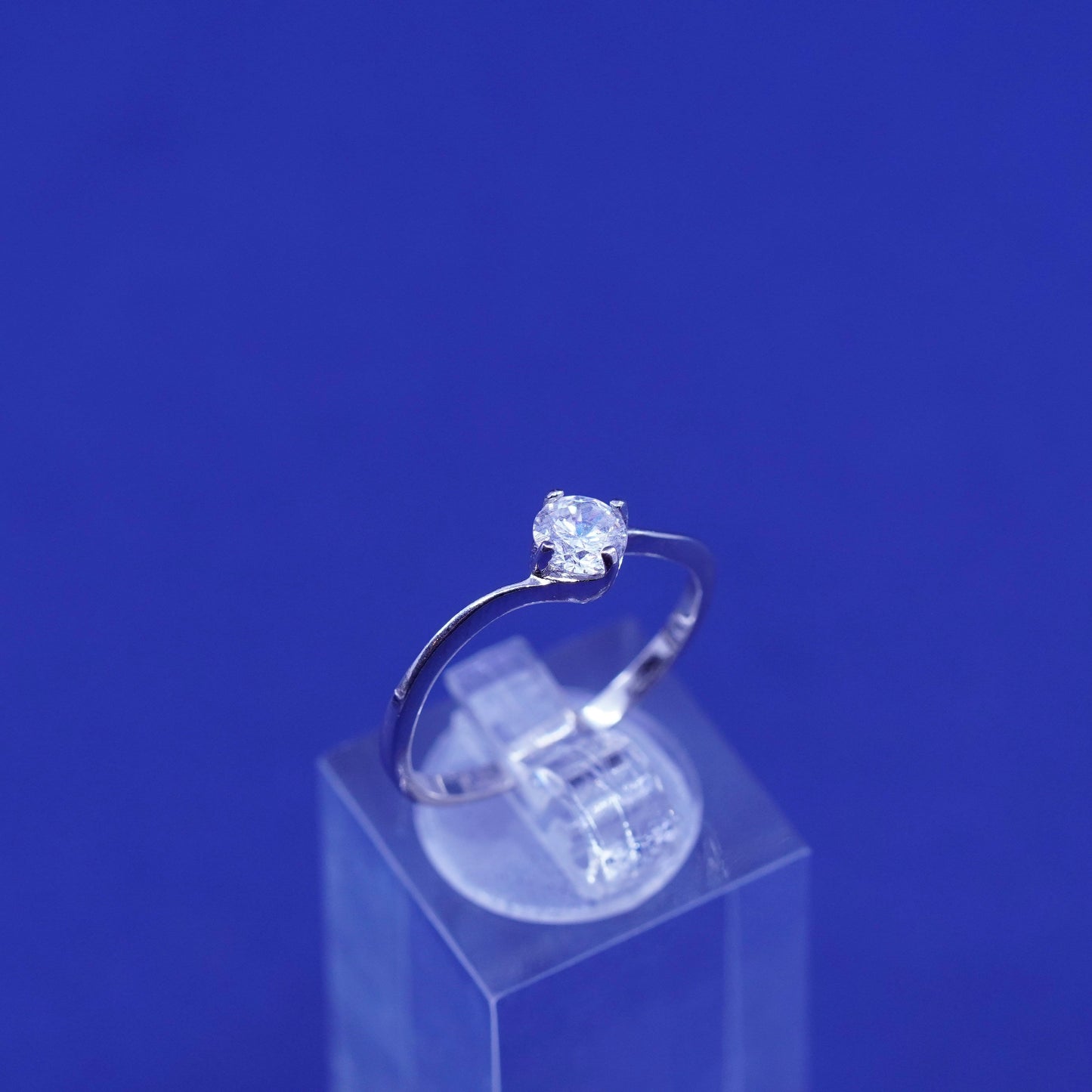 Size 8, vintage Sterling silver handmade ring, 925 engagement ring with cz