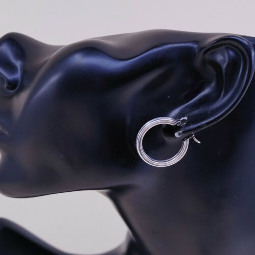 0.75”, Vtg Sterling Silver Handmade Hoops, 925 Ribbed elegant earrings, Huggie