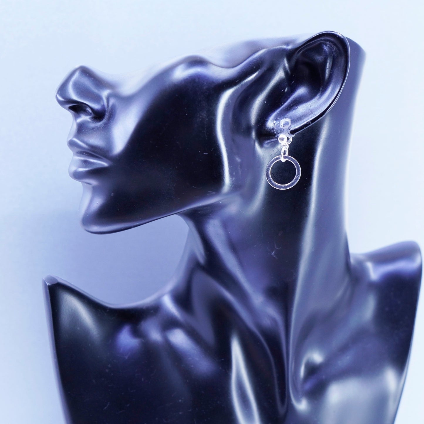 Vintage Sterling 925 silver handmade entwined circle earrings