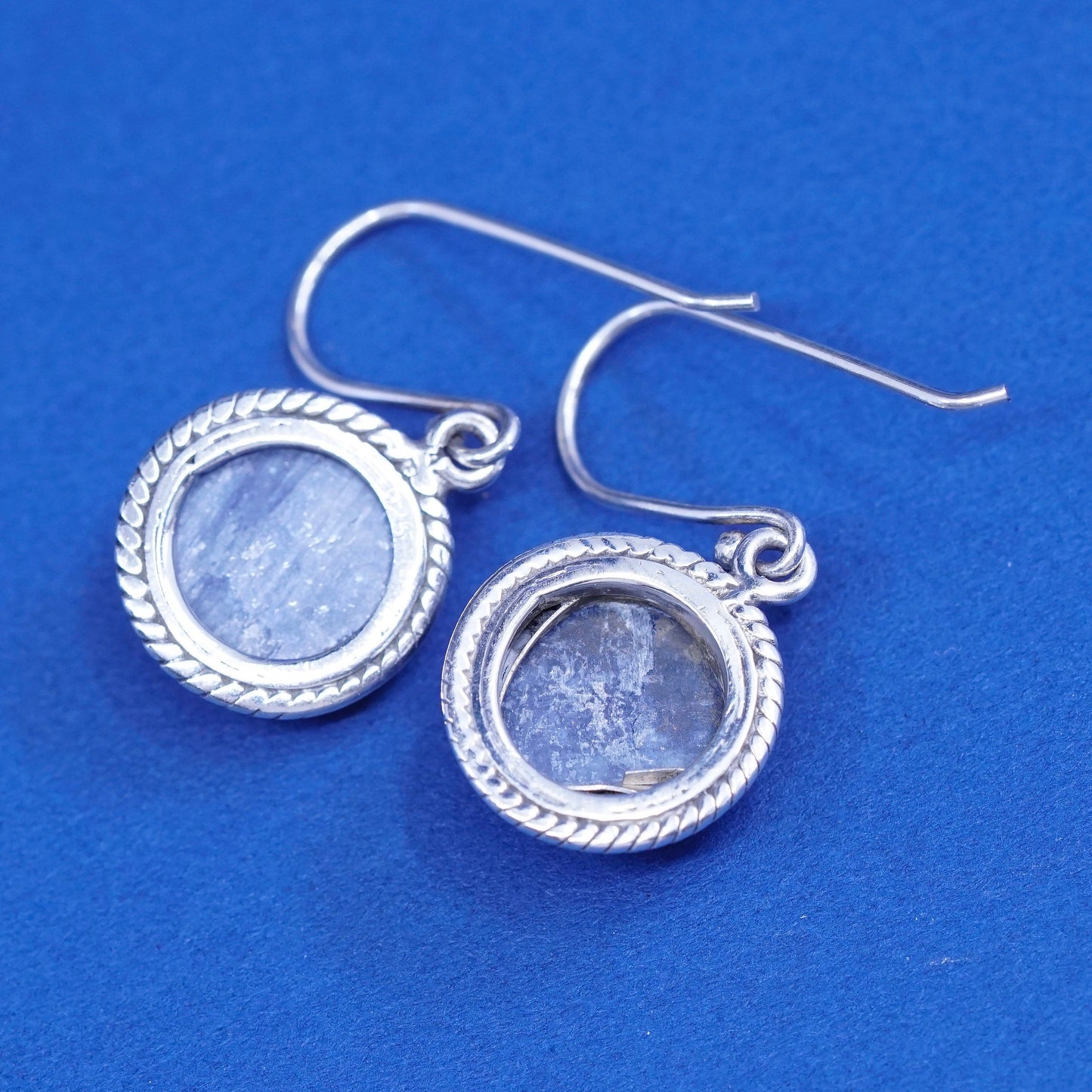 Vintage sterling silver handmade earrings, 925 with quality bright labradorite