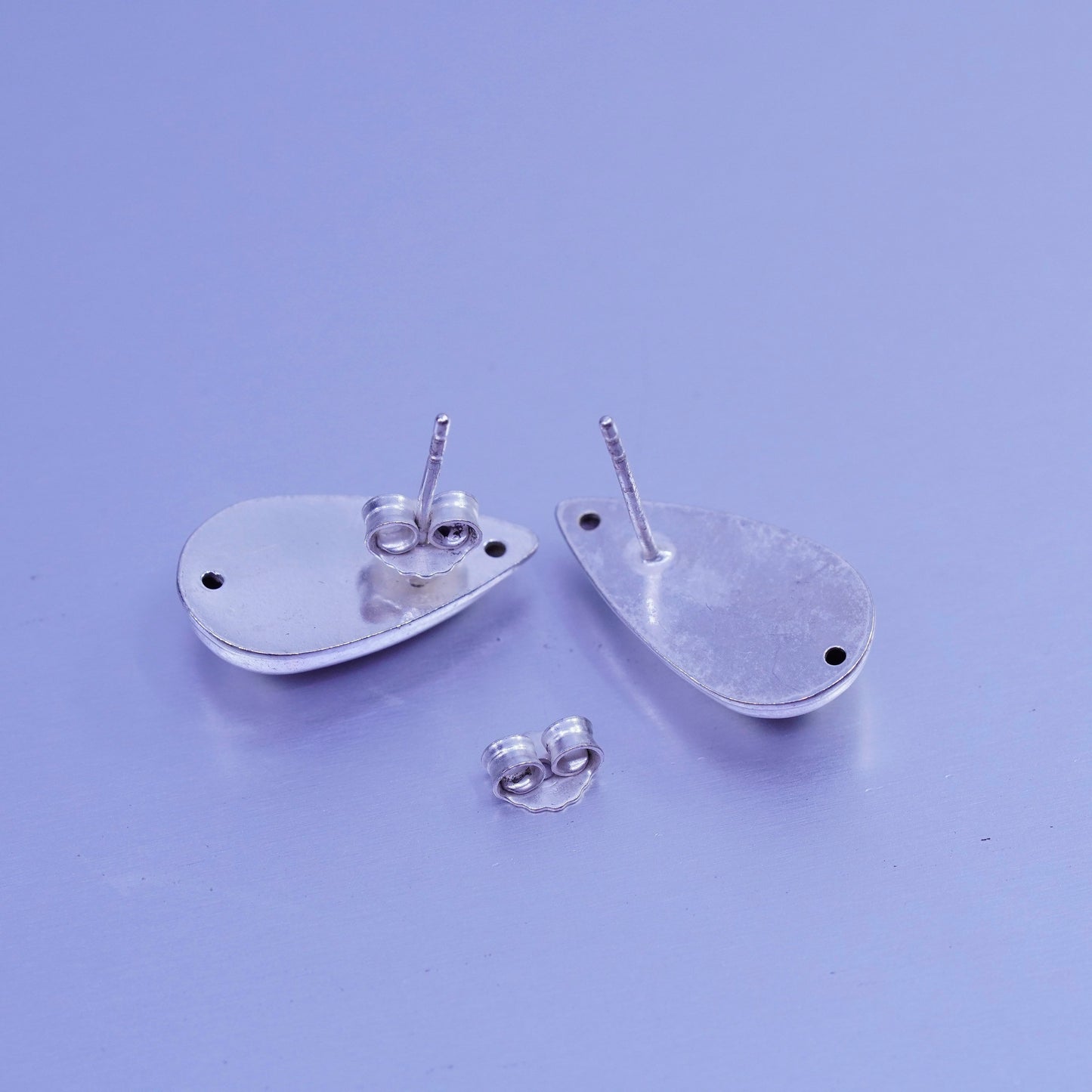 0.75”, Vintage Sterling 925 silver handmade earrings, teardrop studs
