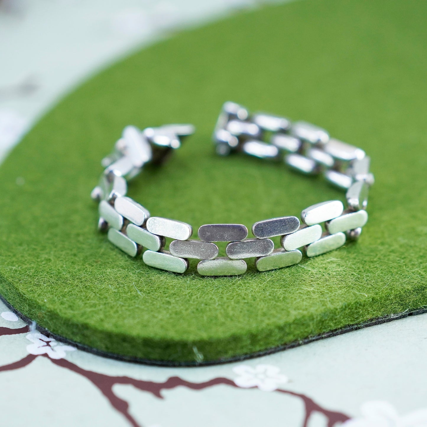 6”, 10mm, Vintage sterling 925 silver bold mens chain bracelet