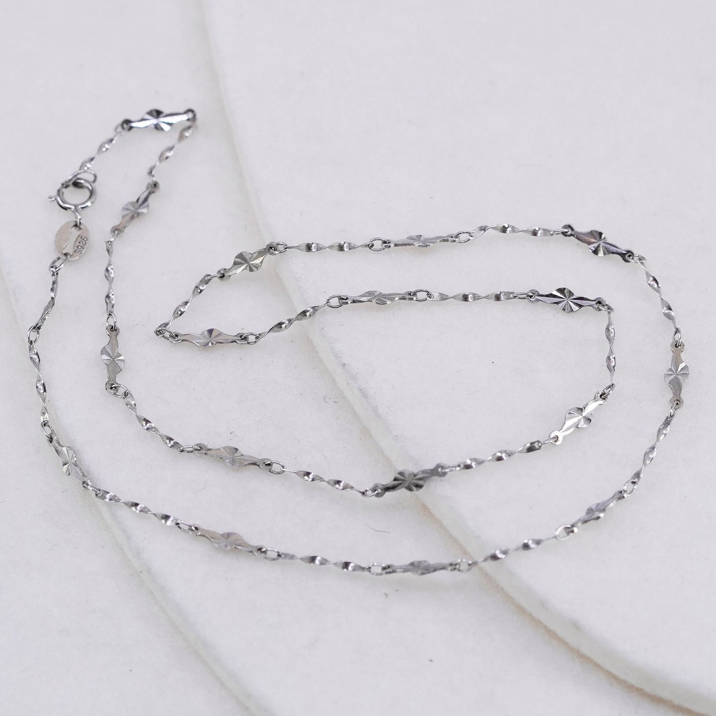 16” 2mm, vintage Italy Sterling 925 silver bar chain necklace