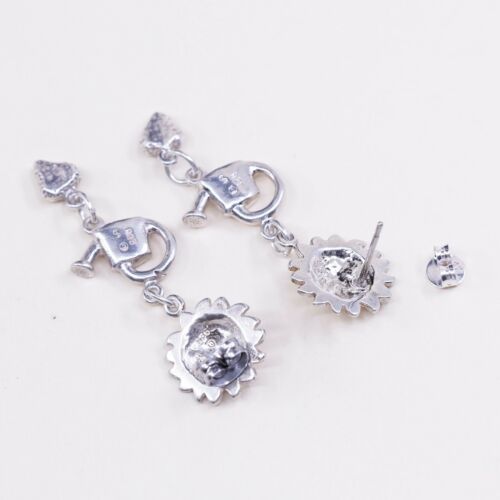 Shube Sterling 925 Silver Handmade Sun Face Earrings W/ Water Pot N Strewberry