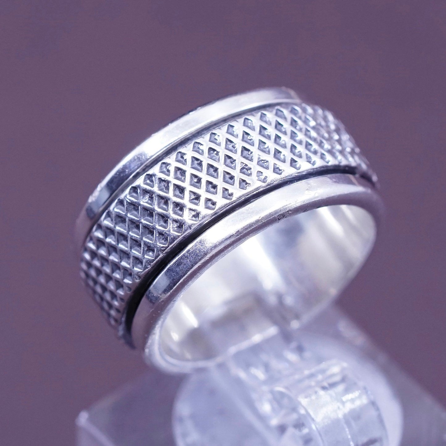 Size 6, vintage Sterling silver prayer ring, solid 925 silver spinner band