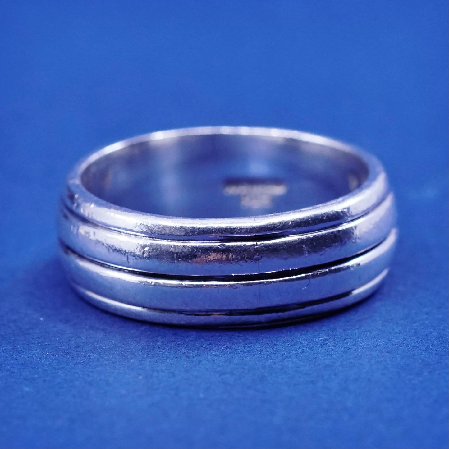 Size 9.5, vintage Sterling silver handmade ribbed ring, 925 statement ring