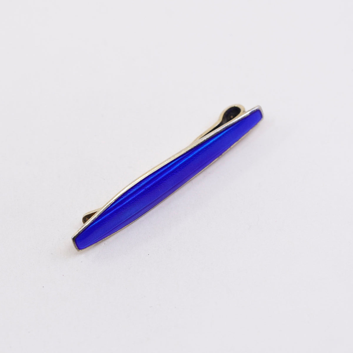 Norway gold over sterling silver tie clip, 925 tie clip with blue enamel
