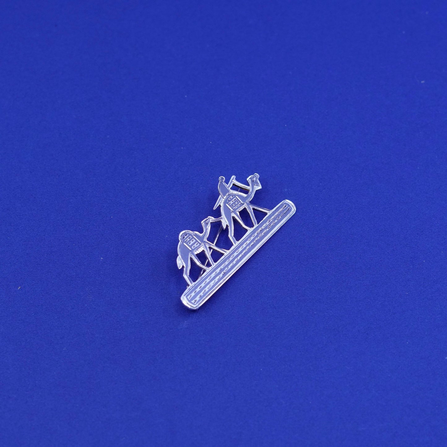 Vintages sterling silver handmade brooch 925 camel rider merchant Silk Road pin