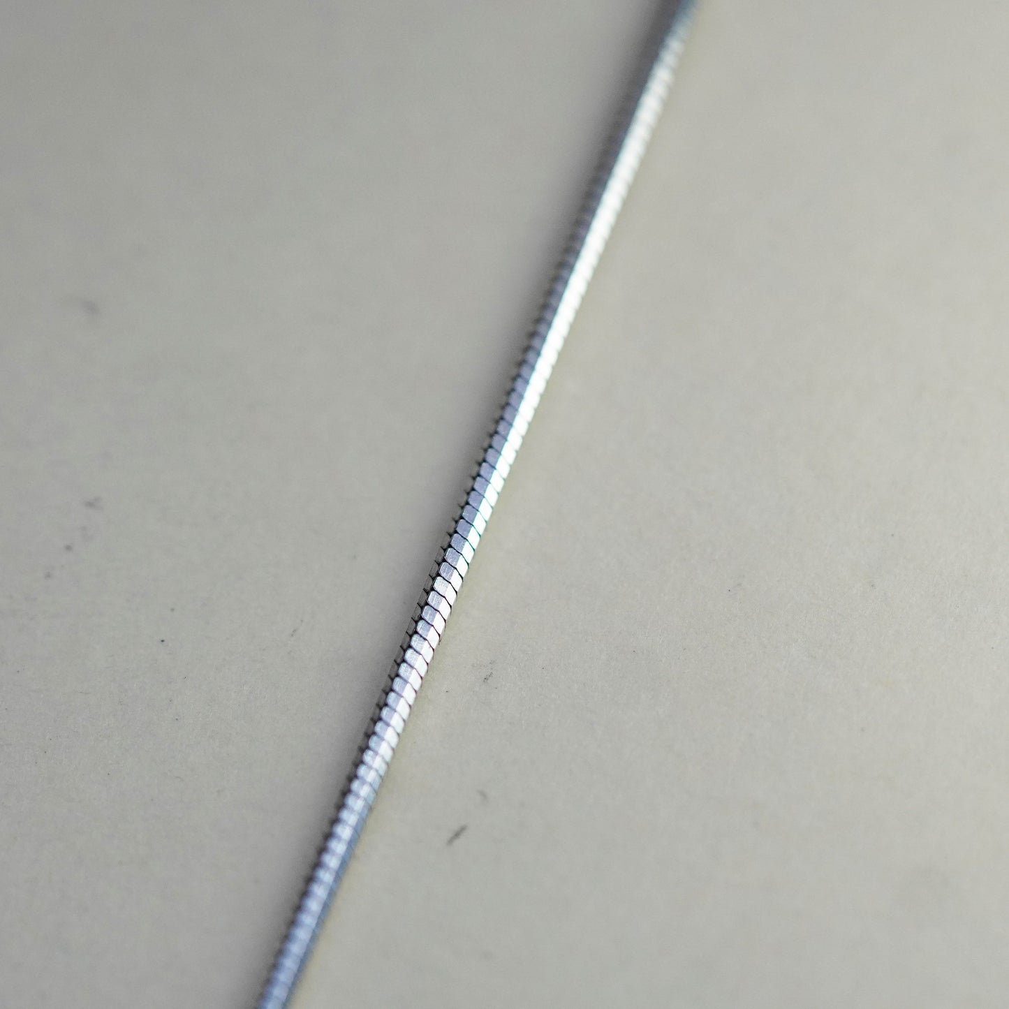 18”, 1mm, Vintage sterling silver square snake chain, Italy 925 necklace