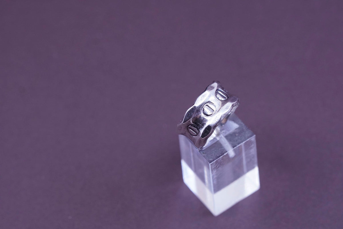 Size 7.5, vintage Sterling silver handmade ring, 925 ribbed men’s band