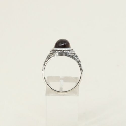 Sz 10, Vtg Sterling Silver Handmade Ring, 925 Silver Statement Ring W/ Carnelian