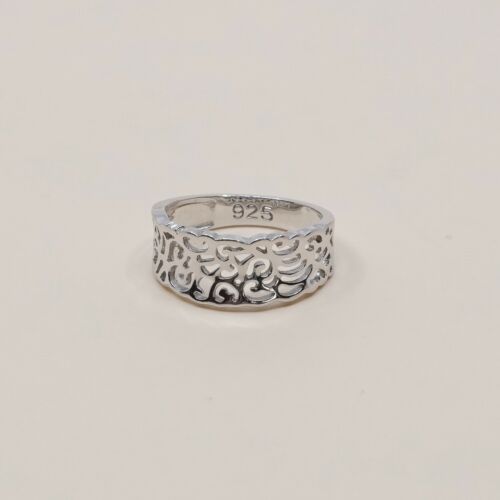 Size 7, Vtg Sterling Silver Handmade Ring, 925 Silver Band W/ Filigree Whirl