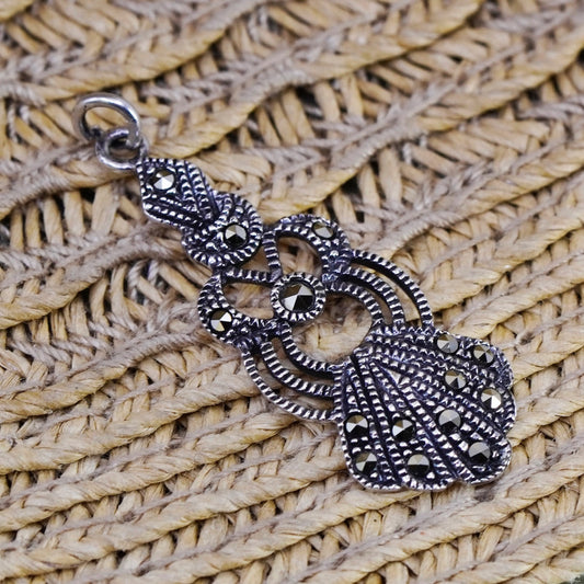 Vintage Sterling 925 silver handmade pendant with marcasite details