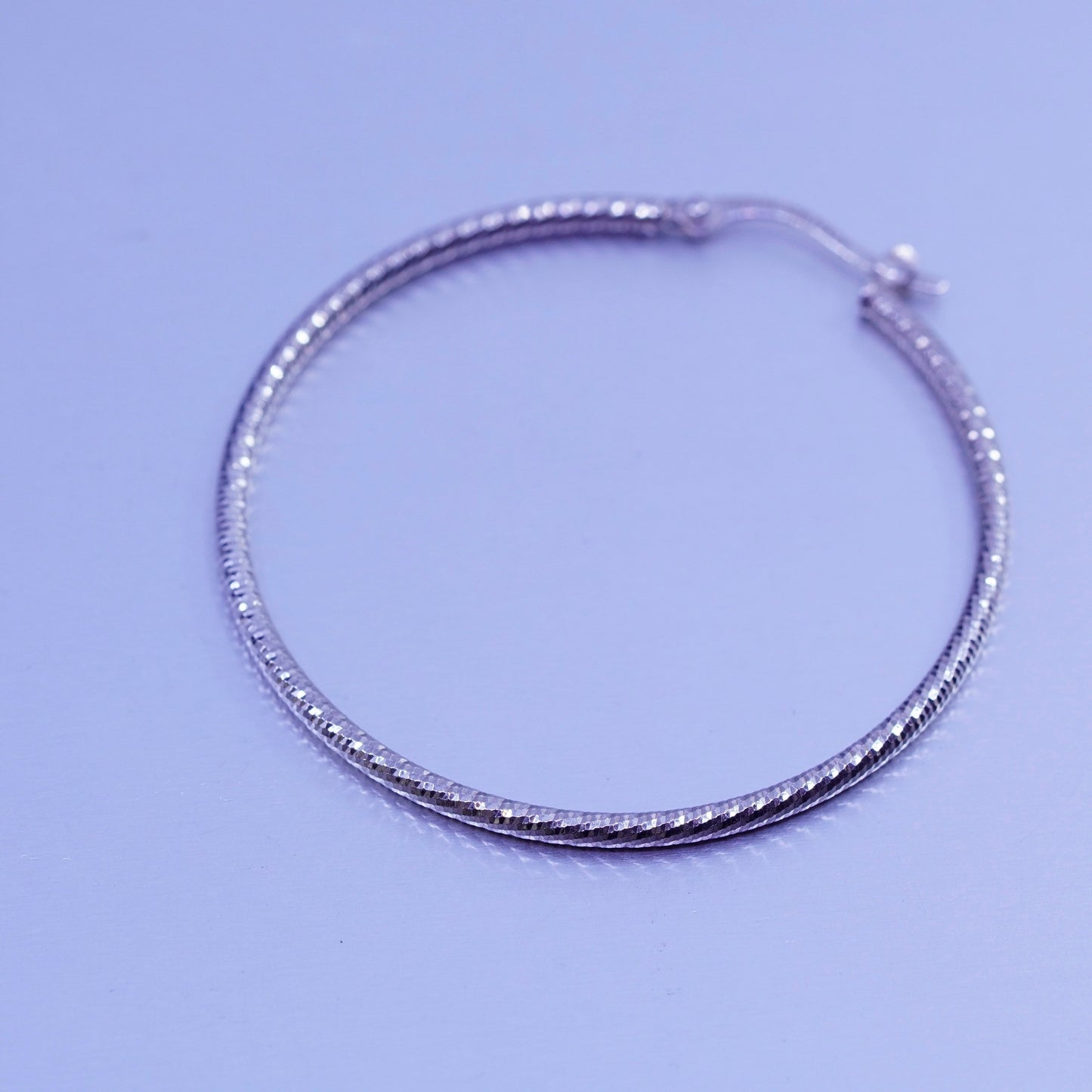 1.5”, vintage Italy Lirm Sterling silver handmade earrings, 925 textured hoops
