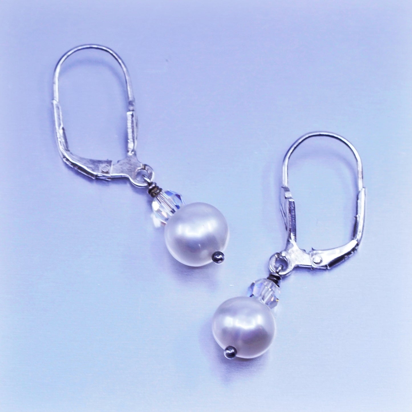 Vintage Sterling 925 silver handmade earrings with pearl