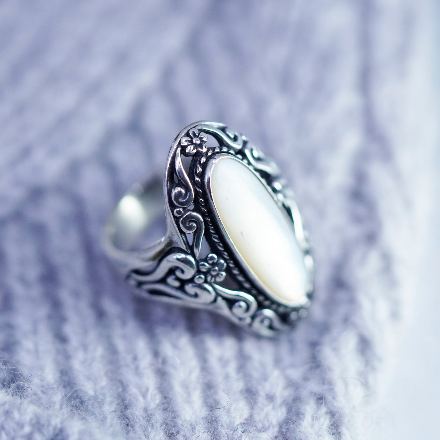 Size 7, CAROLYN POLLACK RELIOS Sterling 925 silver ring white moonstone