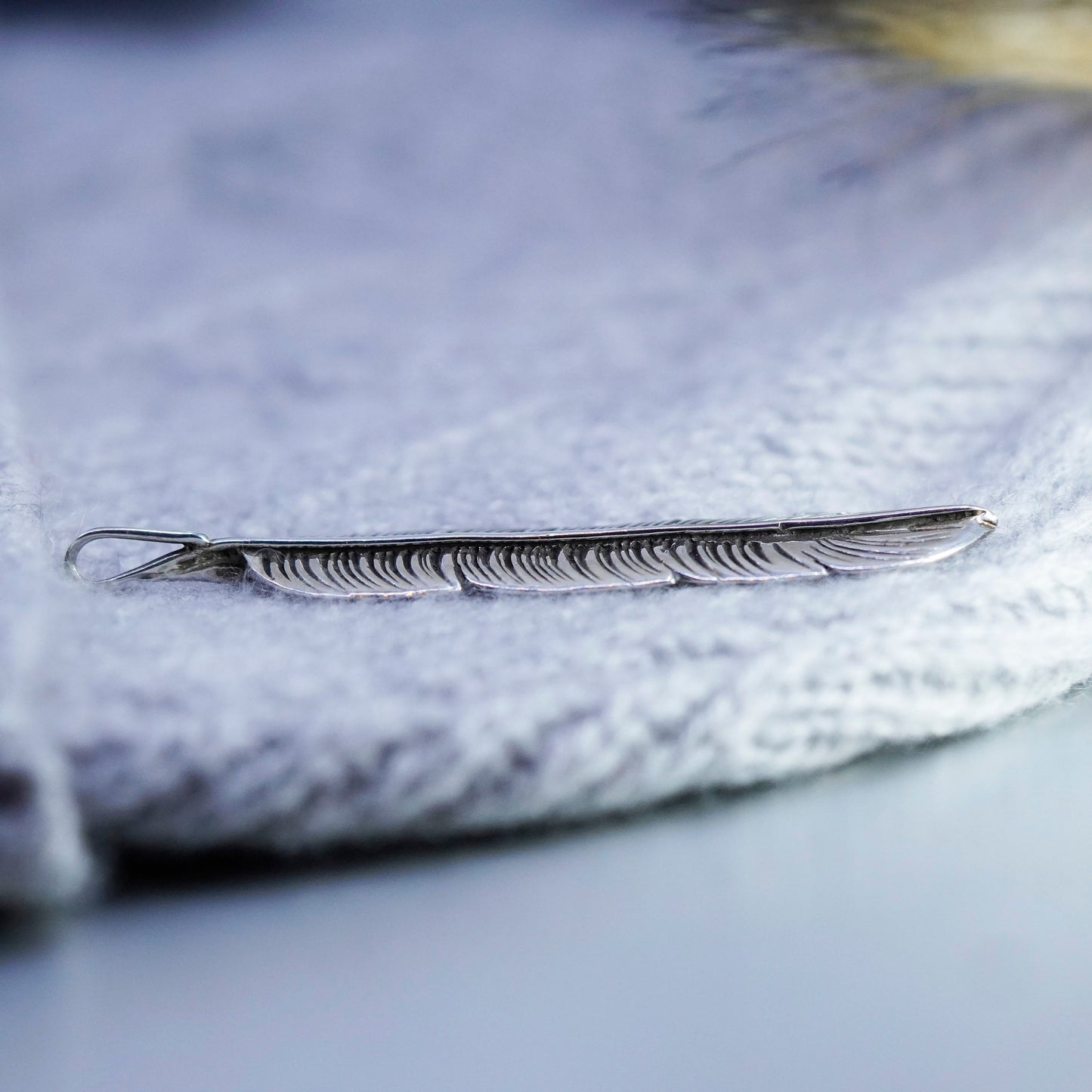 Vintage sterling 925 silver handmade feather pendant charm