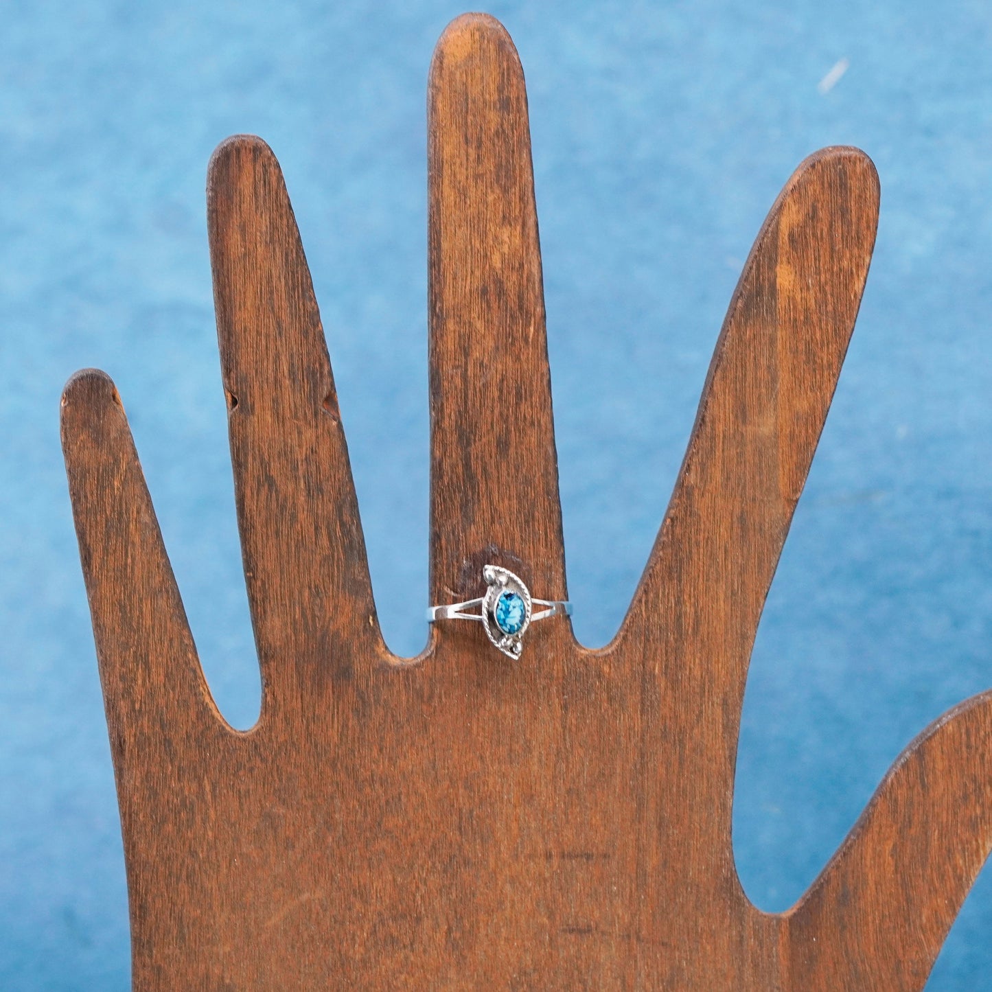 Size 6.5, Native American, southwestern Sterling 925 silver ring with turquoise