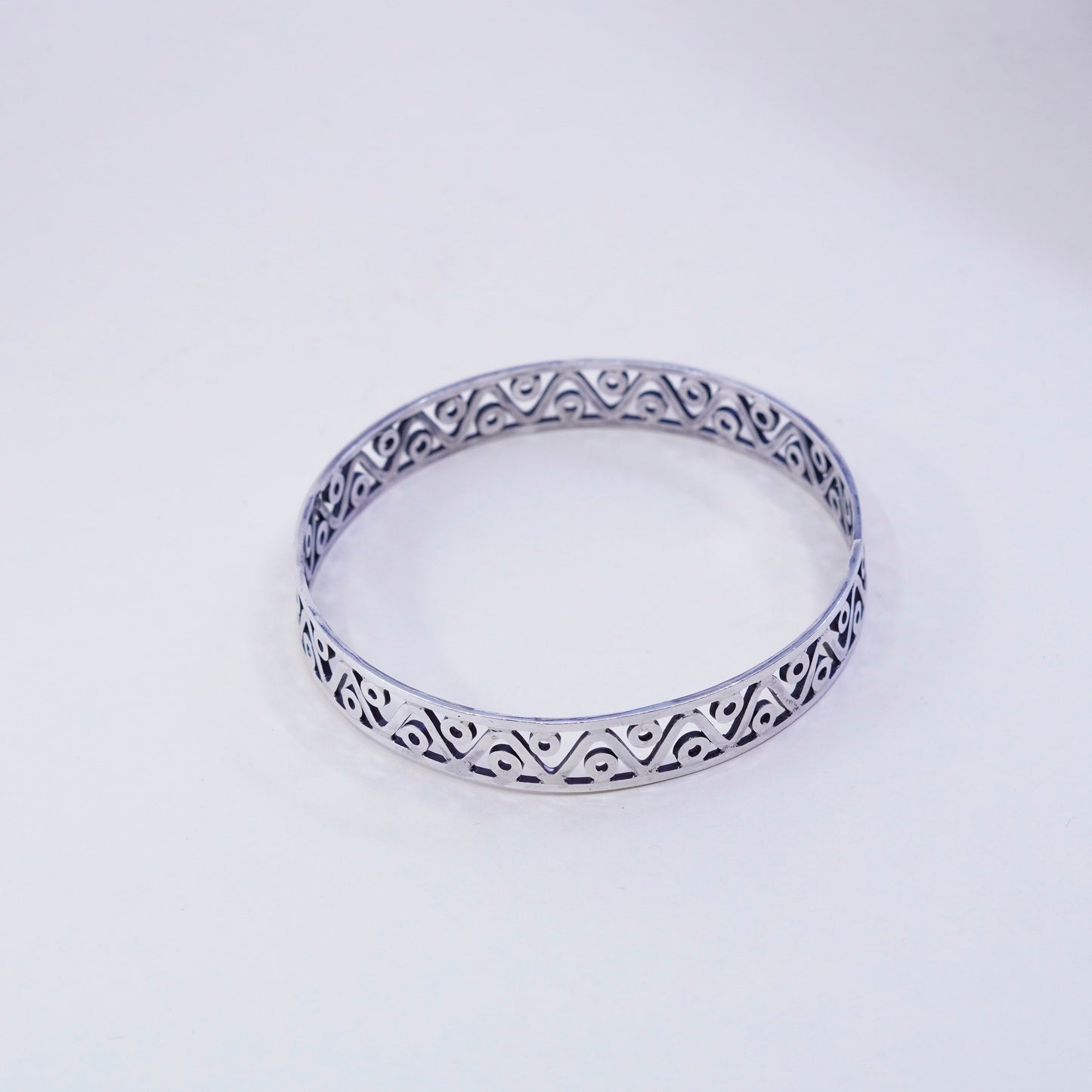 8”, vintage Taxco sterling silver handmade bracelet, 925 bangle with filigree
