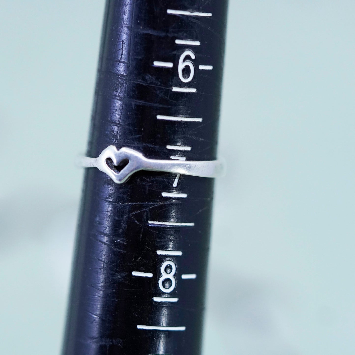 Size 7, Vintage sterling silver ring, Mexico 925 handmade stackable heart band