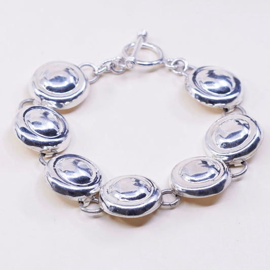 7.5”, vtg sterling silver handmade bracelet, 925 weave textured circle bracelet