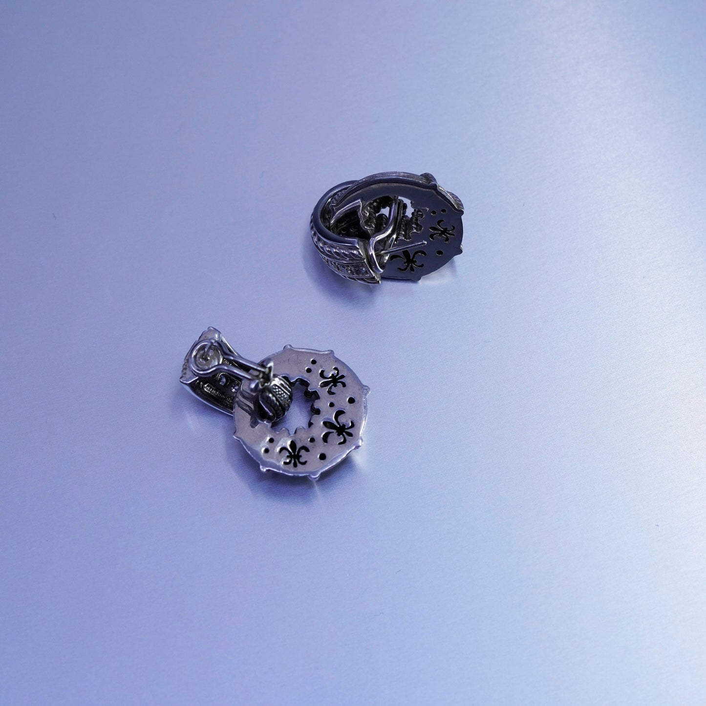 Judith Ripka Sterling 925 silver handmade earrings, round diamonique dangles