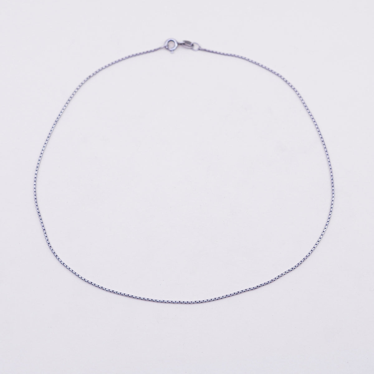 16”, 1mm, Vintage sterling silver Italy 925 silver box chain, necklace
