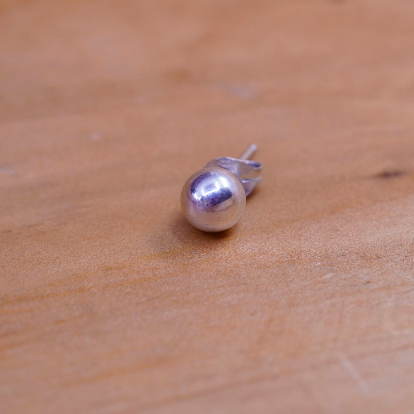 5mm, Vintage Sterling silver beads studs, 925 earrings