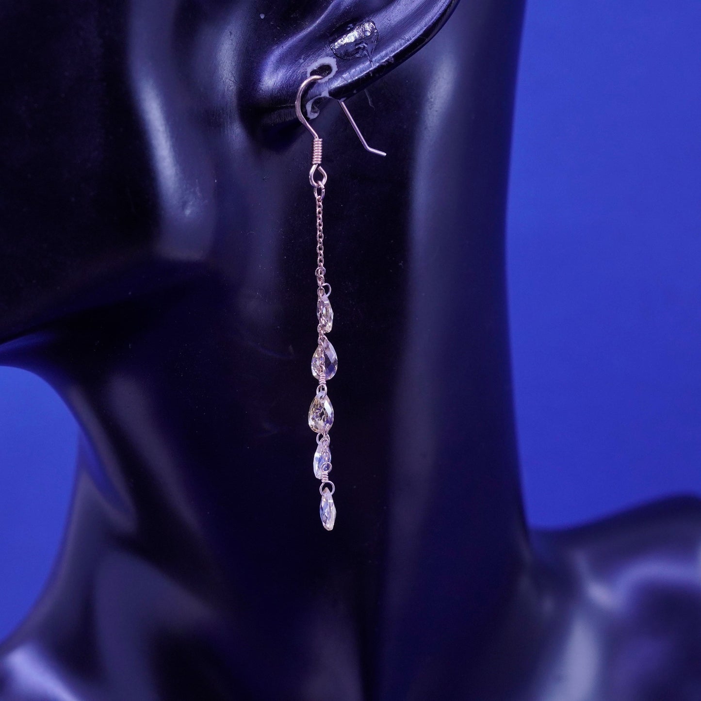 vermeil rose gold Sterling 925 silver earrings with cluster teardrop crystals