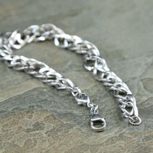 7”, Vtg Sterling Silver Handmade Bracelet, 925 double curb link Chain