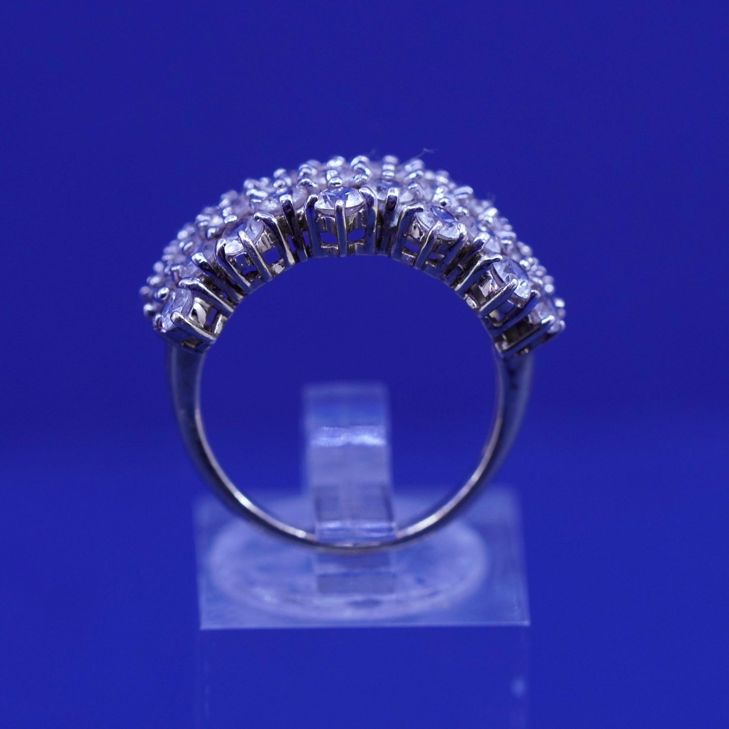 Size 7.25, vintage vermeil gold over Sterling 925 silver ring cluster crystal