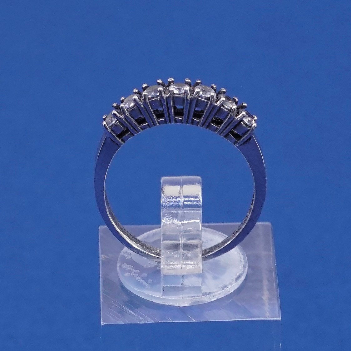 Size 7, vtg Sterling silver engagement ring, 925 band w/ clear crystal
