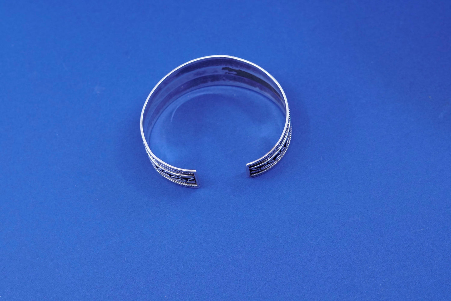 7", vtg sterling silver handmade bracelet, wide 925 twisted cable cuff
