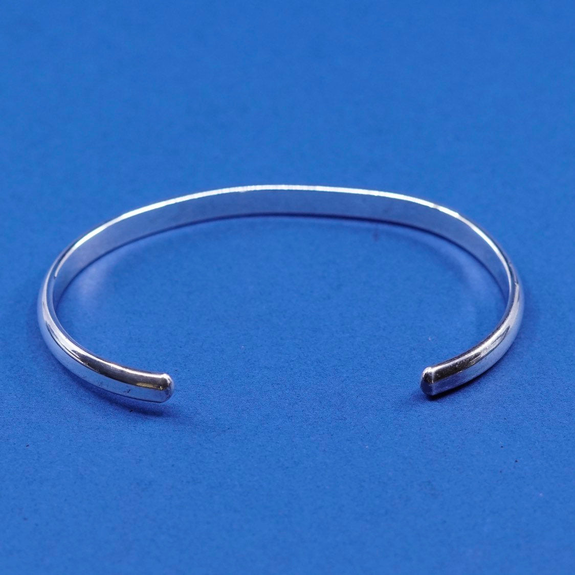 6.5", vtg sterling silver handmade bracelet, thin 925 hammered cuff