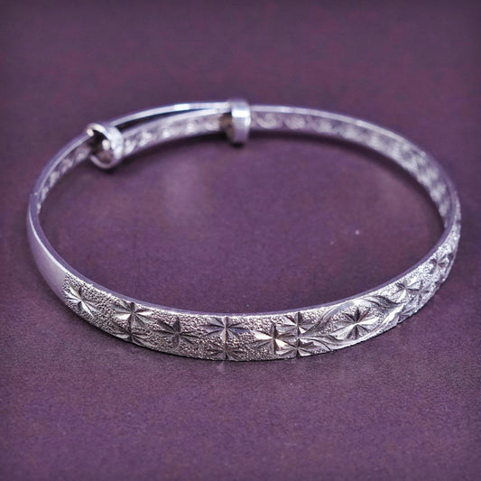 7.5", floral Sterling Silver Signature Slide Modernist Bracelet 925 bangle
