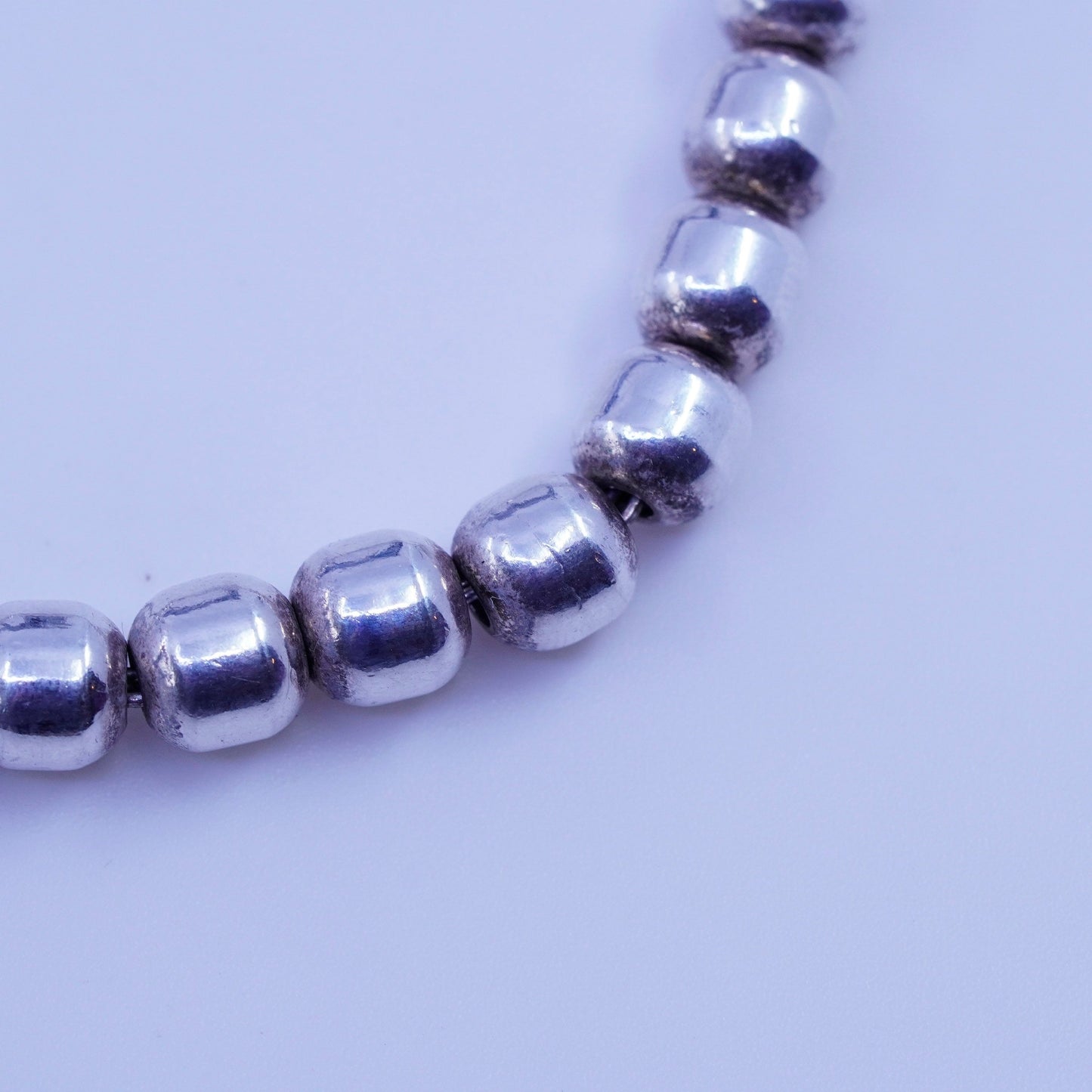 7.25”, vintage Sterling 925 silver handmade bold bead bracelet charm initial “D
